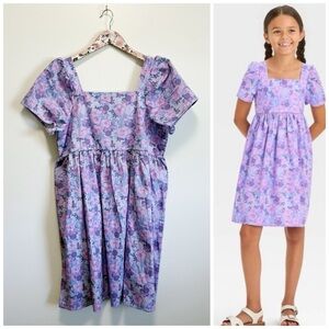 MINNIE MOUSE Disney Purple Floral Square Neck Dress Girls XXL